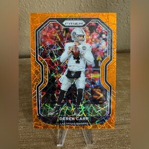2020 Panini Prizm Football Derek Carr #132 Orange Lazer Prizm‎ Saints Raiders